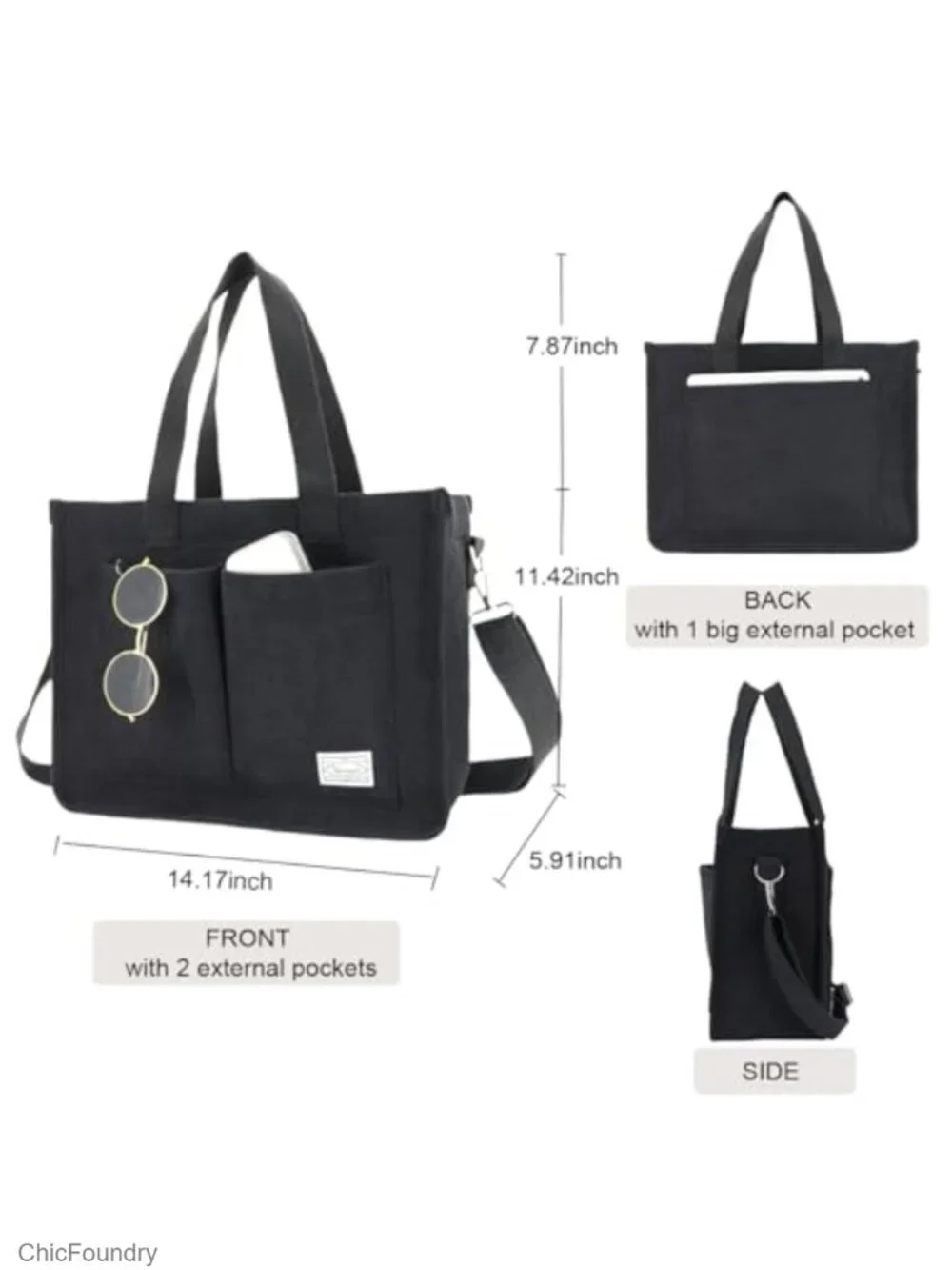 Corduroy Tote Bag for Women Large Purse Laptop Work College